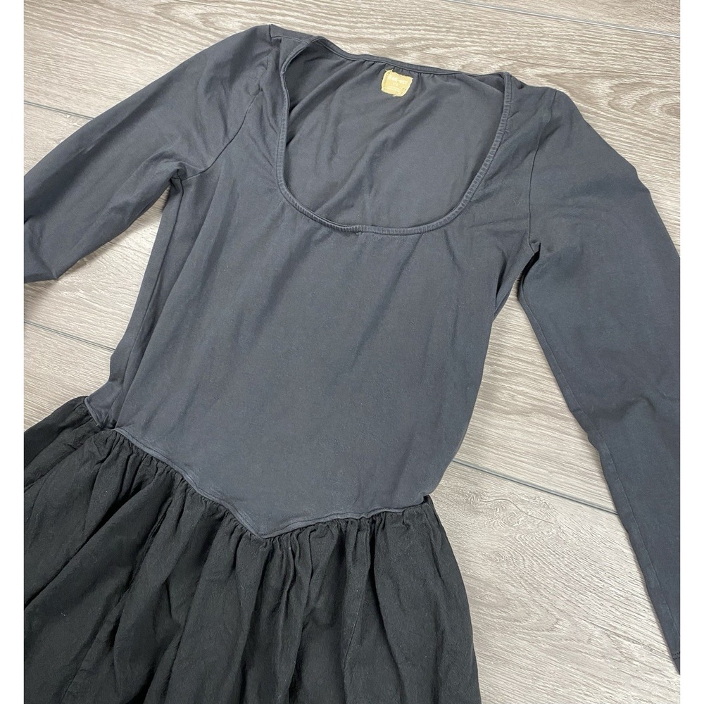 Free People Women's Free-est Long Sleeve Flowy Scoop Neck Mini Dress Black Large